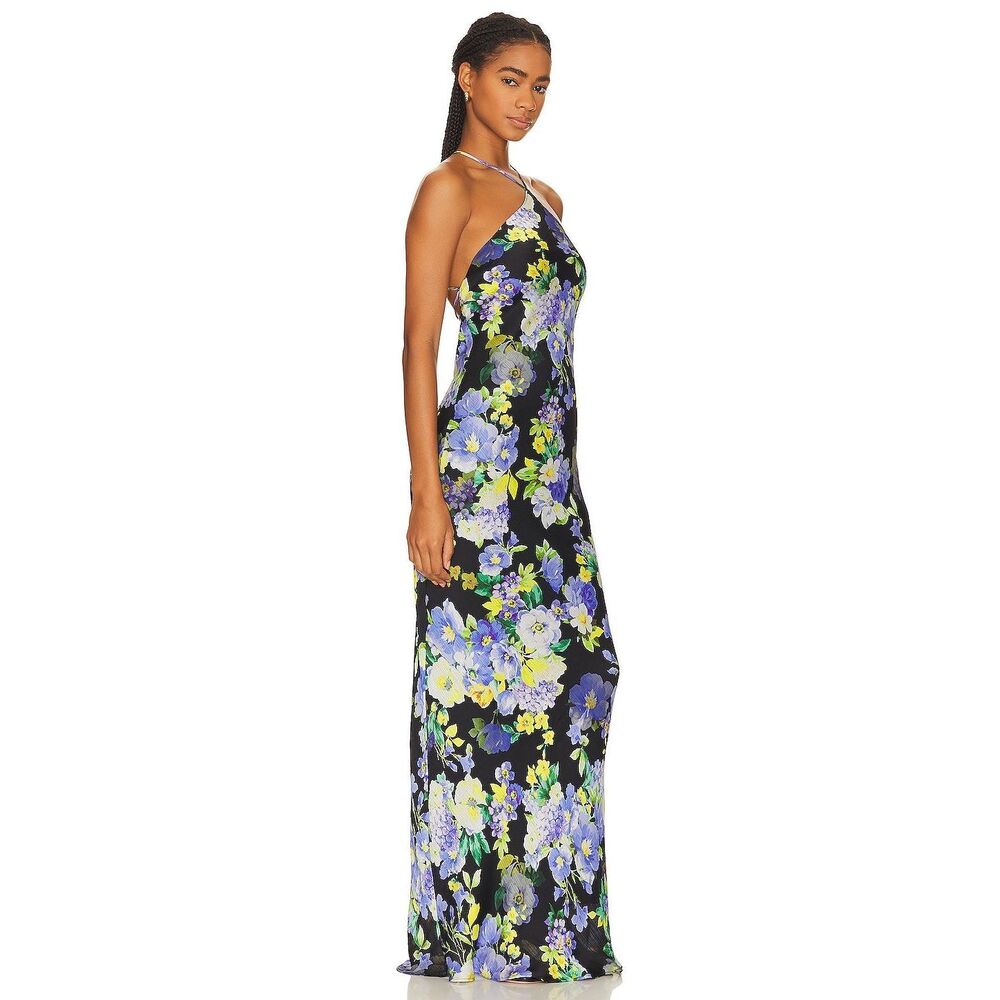 Line & Dot Bloom Floral Halter Neck Maxi Dress Cocktail Party Dress size S NWT - Picture 2 of 6